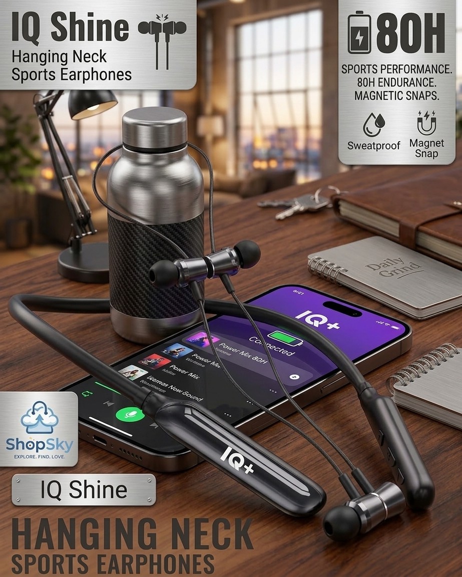 IQ+ IQ Shine Hanging Neck Sports Earphones Neckband 800H - Image 2